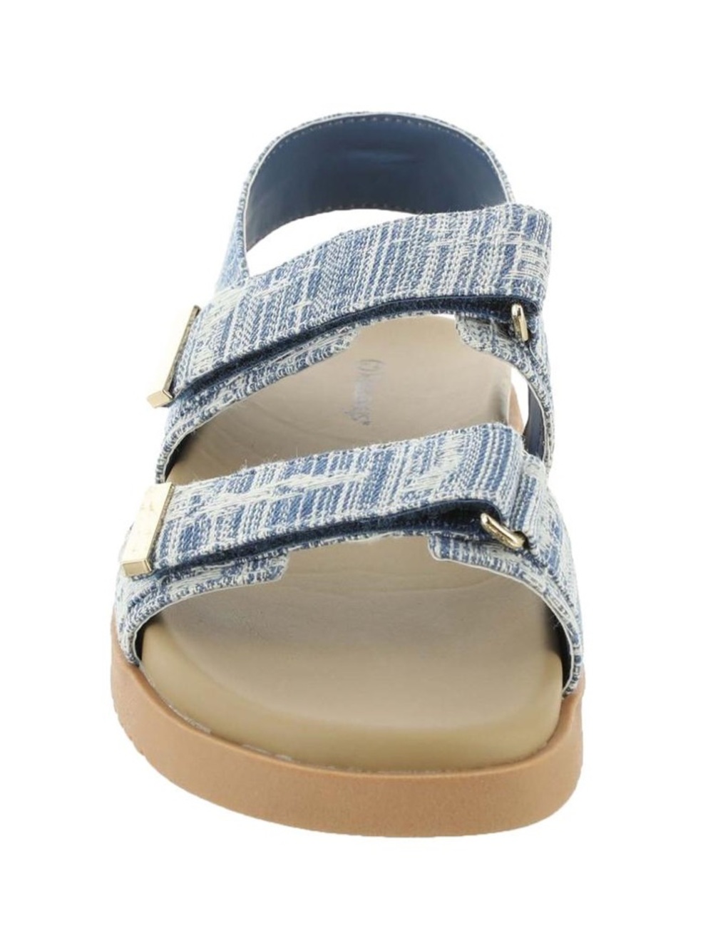 MASSEYS Women Sandals Size 7 Denim Blue Distressed Adjustable Straps Chunky Heel